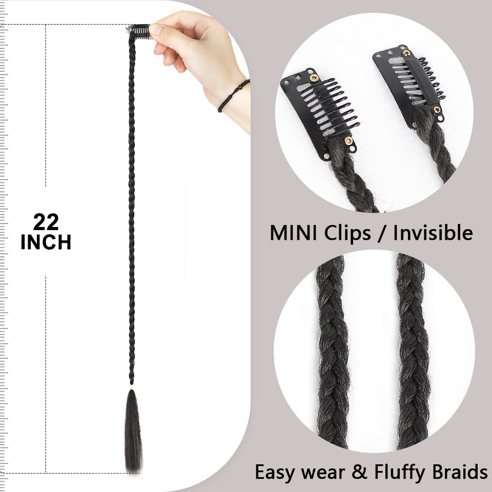 Long Yaki Straight Ponytail Extensions Braids With Clip Ponytail for Women 2 PCS