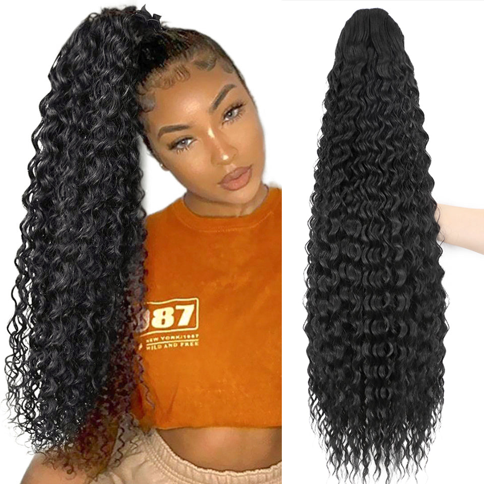 Top Long Kinky Curly Drawstring Ponytail