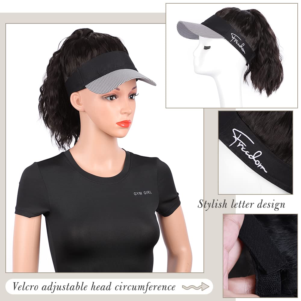 Hat with Ponytail Synthetic Short Wavy Ponytail Sun Hat with Hair (8 Color)