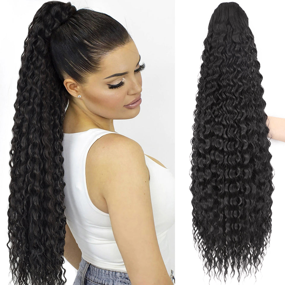 Top Long Kinky Curly Drawstring Ponytail