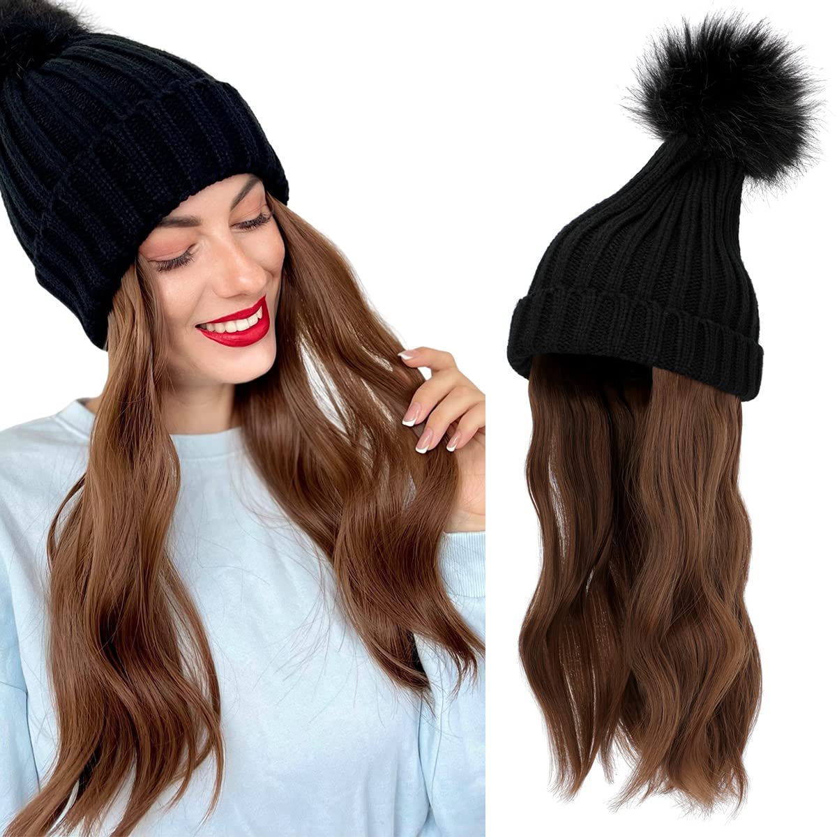 Ins Hot Women Beanie Hat with Hair