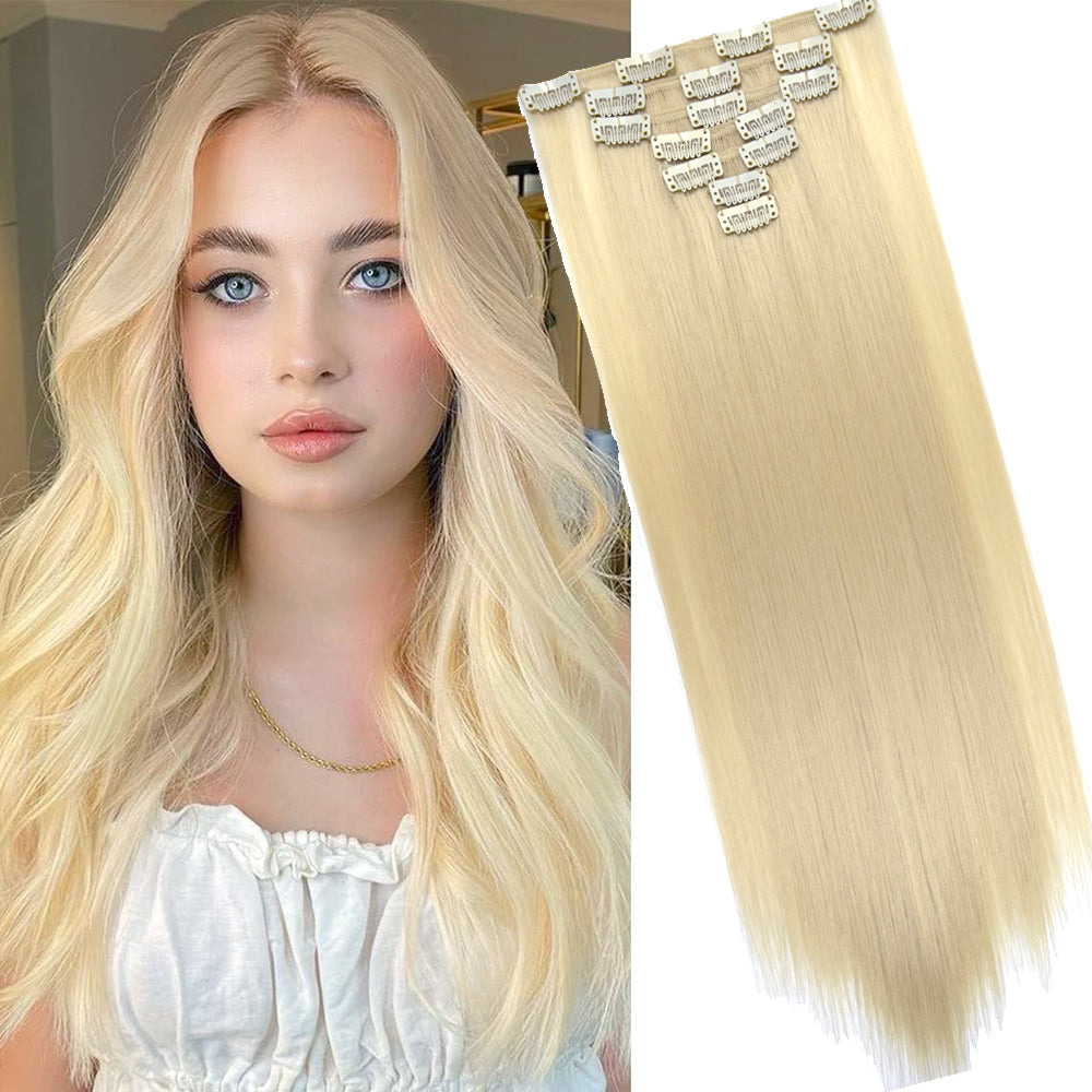 16 Clips Long Straight Hair Extensions