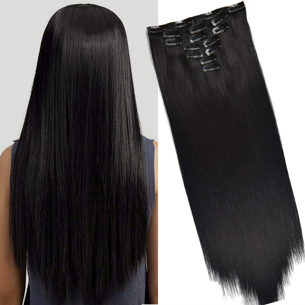 16 Clips Long Straight Hair Extensions