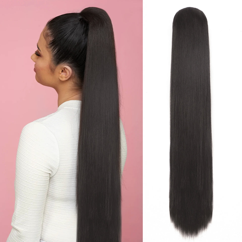 Top  Synthetic Long Straight Ponytail Ombre Blonde Drawsting Ponytail