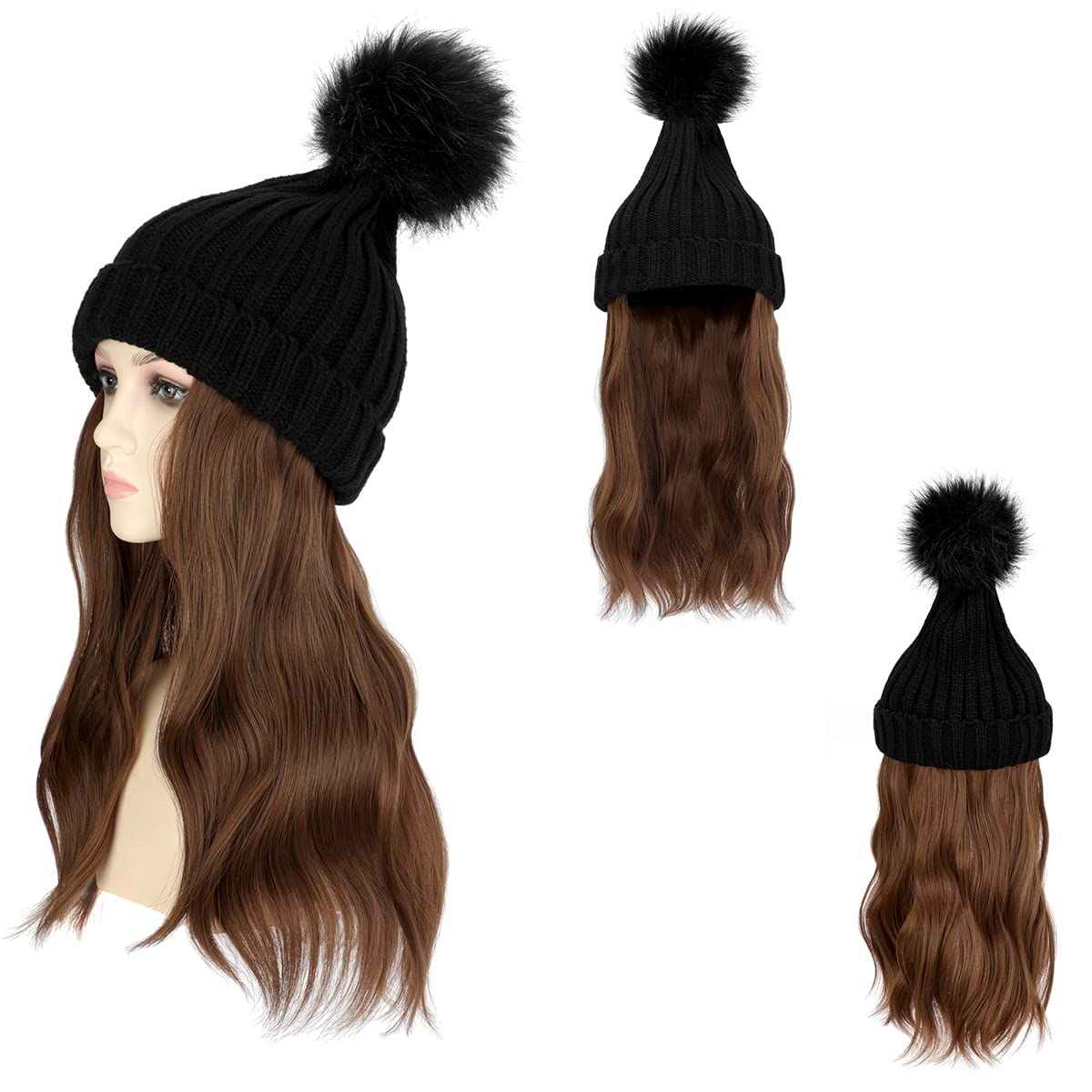 Ins Hot Women Beanie Hat with Hair