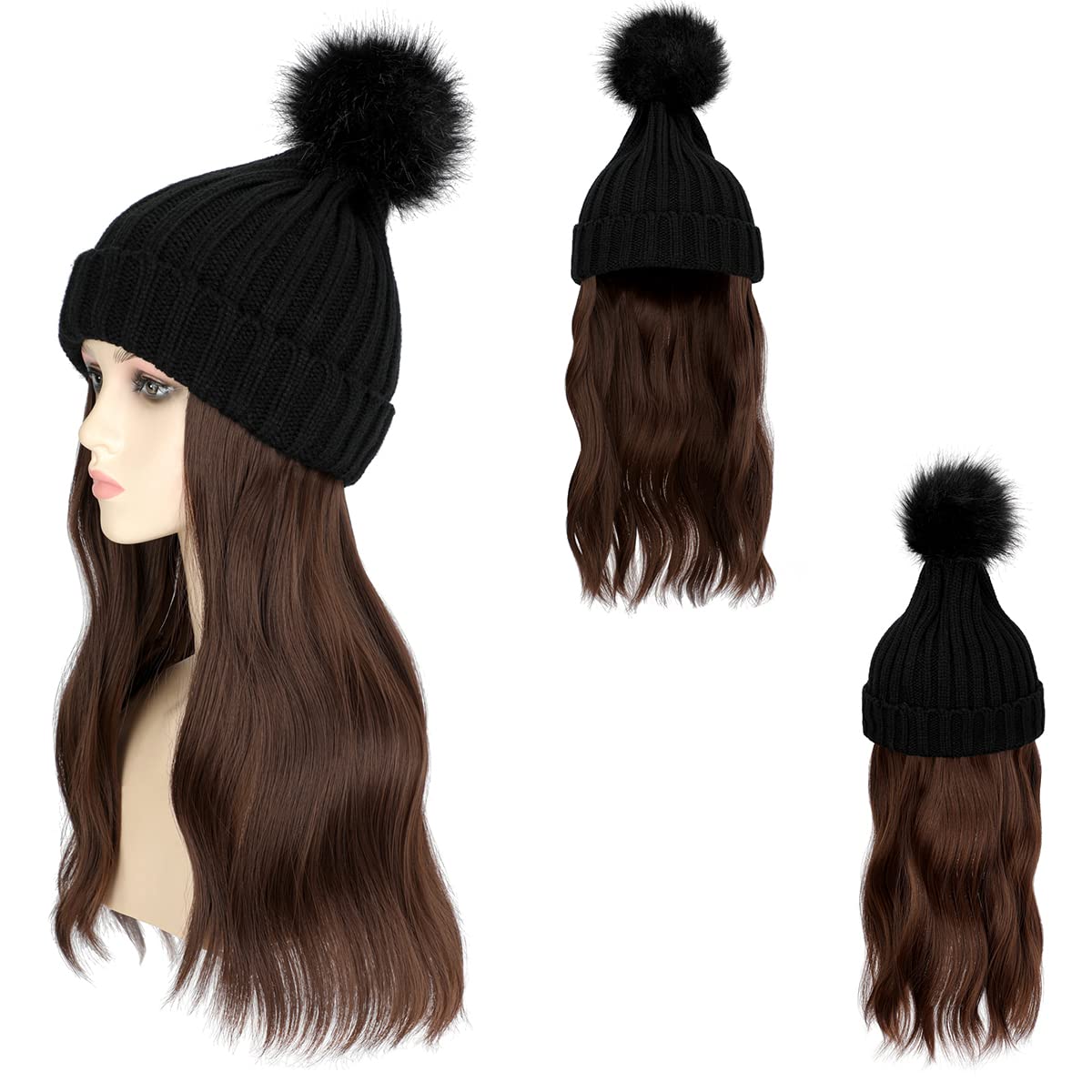 Ins Hot Women Beanie Hat with Hair